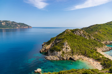 Porto Timoni is an amazing beautiful double beach in Corfu, Greece