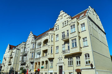 Art Nouveau facade of the building  in Poznan.