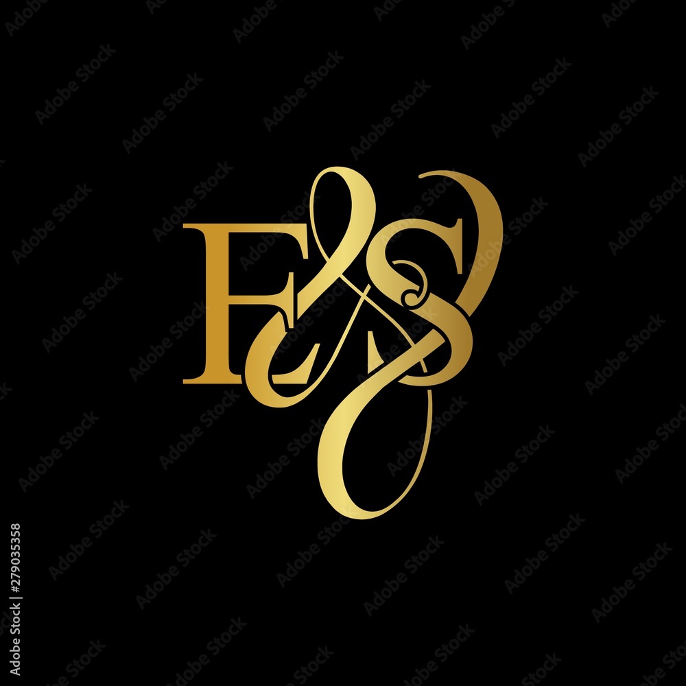 Wall mural e & s / es logo initial vector mark. initial letter e & s es luxury art vector mark logo, gold color