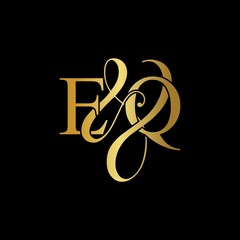 E & Q / EQ logo initial vector mark. Initial letter E & Q EQ luxury art vector mark logo, gold color on black background.