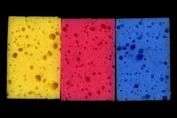 New colorful sponges for washing dishes. New colorful washcloths.