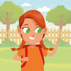 adorable cute young girl cartoon