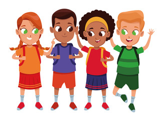childhood cute school students cartoon