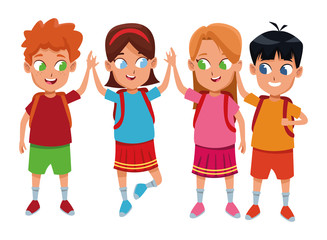 childhood cute school students cartoon
