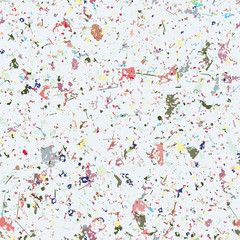 Multicolored grungy recycled speckled elements natural paper terrazzo camouflage textured surface seamless repeat vector pattern swatch