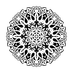 Mandala. Ethnic decorative round element. Hand drawn lacy pattern. Islam, Arabic, Indian, ottoman motifs Boho style