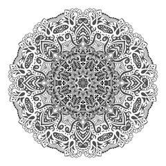 Mandala. Ethnic decorative round element. Hand drawn lacy pattern. Islam, Arabic, Indian, ottoman motifs Boho style