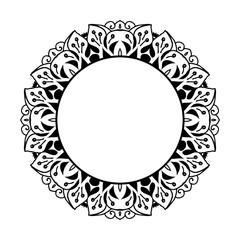 Mandala. Ethnic decorative round element. Hand drawn lacy pattern. Islam, Arabic, Indian, ottoman motifs Boho style