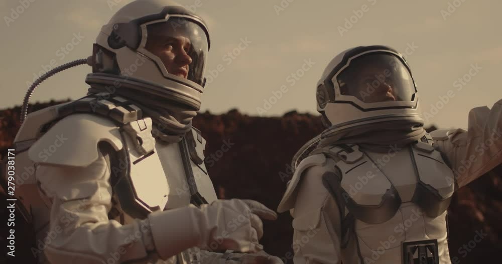 Canvas Prints two astronauts on mars