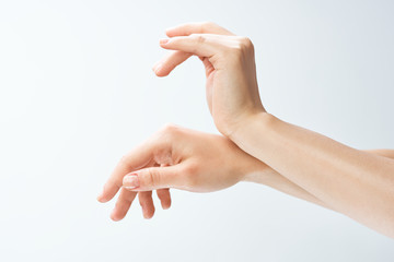 two hands isolated on white background