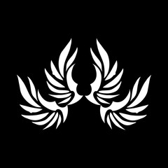 tribal wings tattoo illustration and vector logo