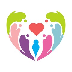 people community love and flower logo and illustration