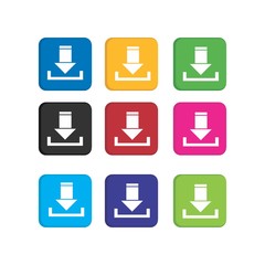 set colorful download or upload icon for smart phone application and web icon