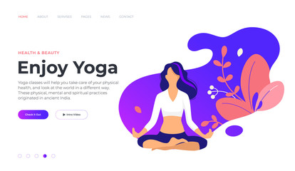 Web page design templates for fitness, yoga, beauty, spa, wellness, natural products, cosmetics, body care. Modern vector illustration concepts for website and mobile website development.