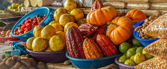 mini street market with many fruits