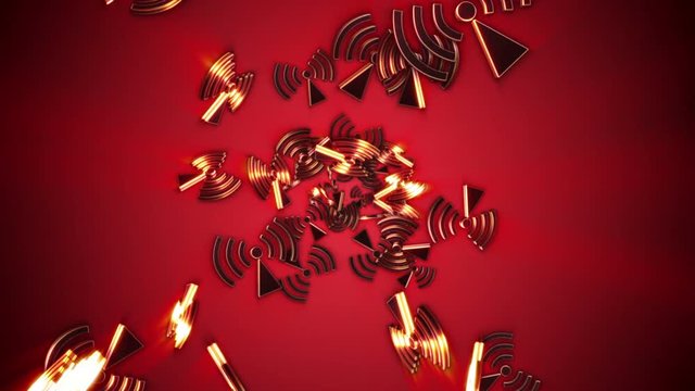 Non-ionizing Radiation Danger Symbols Animation, Rendering, Background, Loop, 4k