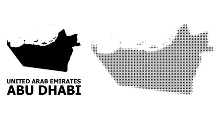 Vector Halftone Pattern and Solid Map of Abu Dhabi Emirate