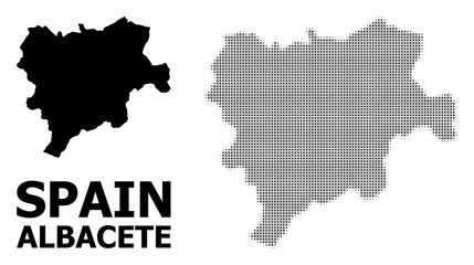 Obraz premium Vector Halftone Mosaic and Solid Map of Albacete Province