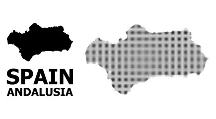 Obraz premium Vector Halftone Pattern and Solid Map of Andalusia Province
