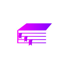 stack of purple books, education, libraries, vector logo courses