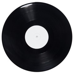 Black Vinyl Record, Isolated on White Background