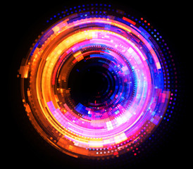 Vivid abstract background. Beautiful design of rotation frame.  .Mystical portal. Bright sphere lens. Rotating lines. Glow ring. .Magic neon ball. Led blurred swirl. Spiral glint lines.