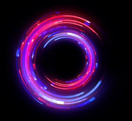 Vivid abstract background. Beautiful design of rotation frame.  .Mystical portal. Bright sphere lens. Rotating lines. Glow ring. .Magic neon ball. Led blurred swirl. Spiral glint lines.