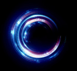 Vivid abstract background. Beautiful design of rotation frame.  .Mystical portal. Bright sphere lens. Rotating lines. Glow ring. .Magic neon ball. Led blurred swirl. Spiral glint lines.