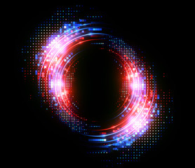 Vivid abstract background. Beautiful design of rotation frame.  .Mystical portal. Bright sphere lens. Rotating lines. Glow ring. .Magic neon ball. Led blurred swirl. Spiral glint lines.