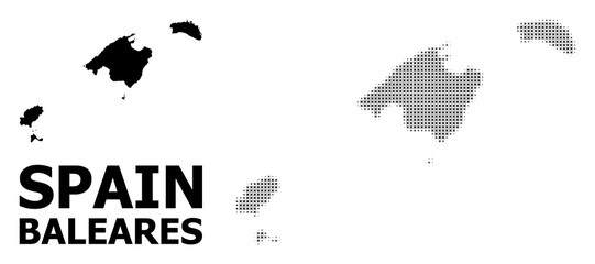 Vector Halftone Mosaic and Solid Map of Baleares Province