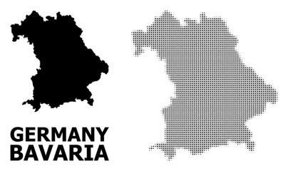 Obraz premium Vector Halftone Mosaic and Solid Map of Bavaria State