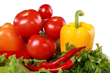 Bell pepper, tomatoes, lettuce and peppers