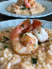 shrimp with sauce and rice