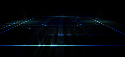 Empty podium. Disco panel. Rays view. Show magic party. Sports style. .Bright space. Stand square. Vivid stage. Exhibition space. Core..Demo place. 3d render. Glint check scene. Glare bright blocks.