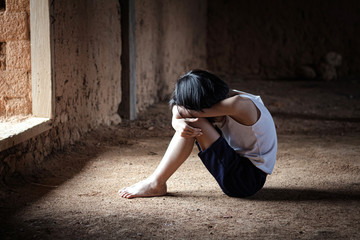 traumatized children concept. stop violence and abused children.