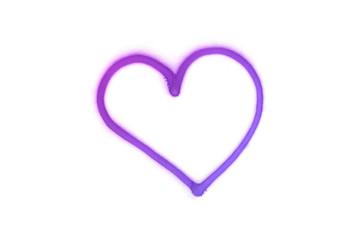 Graffiti heart sign sprayed on white isolated background