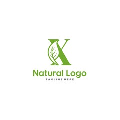 Letter X With Leaf Logo. Green leaf logo icon vector design. Landscape design, garden, Plant, nature and ecology vector. Ecology Happy life Logotype concept icon. Editable file.