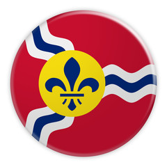 US City Button: Saint Louis, Missouri Flag Badge, 3d illustration on white background