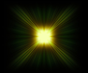 Obraz premium Colorful abstract radiant flash. Explosion hyper acceleration race .for speed in futuristic outer space. Star on dark background. .Magic explosion star with particles. Light effect.