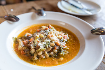 Fava Bean soup on plate