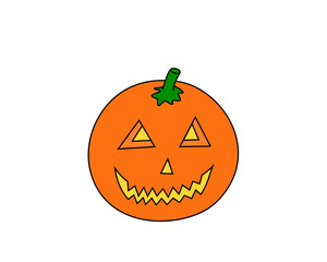 Drawing of a pumpkin face carving, Jack-o'-lantern, vector illustration