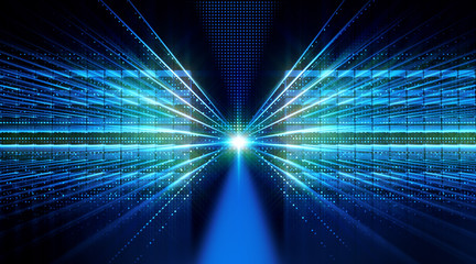 3d illustration. Data storage service. Server room..Modern web network. Internet connection. .Quantum computer system. Blockchain technology..Grid and lines. Hosting domain. Electronic device. © rybindmitriy