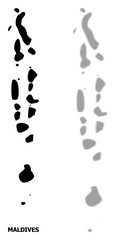 Vector Halftone Pattern and Solid Map of Maldives