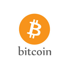 Bitcoin money stylized orange icon. Crypto-currency internet or electronic coin. Isolated vector illustration