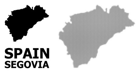 Fototapeta na wymiar Vector Halftone Mosaic and Solid Map of Segovia Province