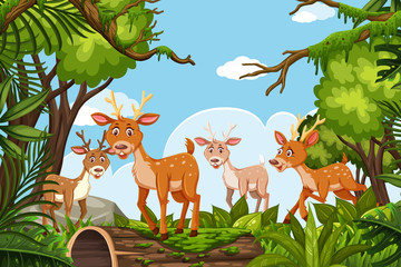 Obraz na płótnie Canvas Deer in jungle scene