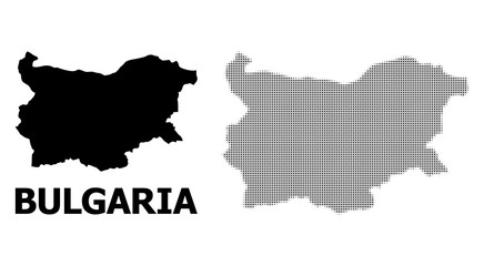 Vector Halftone Pattern and Solid Map of Bulgaria