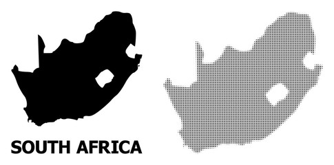 Vector Halftone Pattern and Solid Map of South African Republic