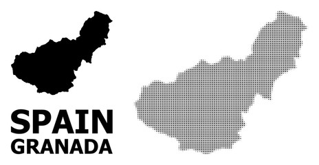 Obraz premium Vector Halftone Pattern and Solid Map of Granada Province