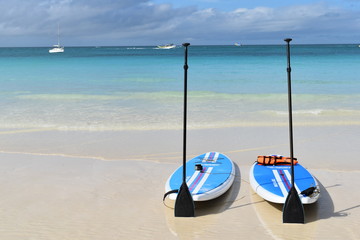 paddle boards on the beach in Boracay